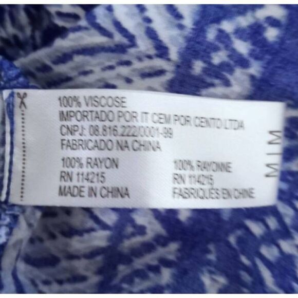 VIX PAULAHERMANNY BLUE & WHITE DRAWSTRING WAIST BLOUSE SZ.M EUC - Picture 8 of 8